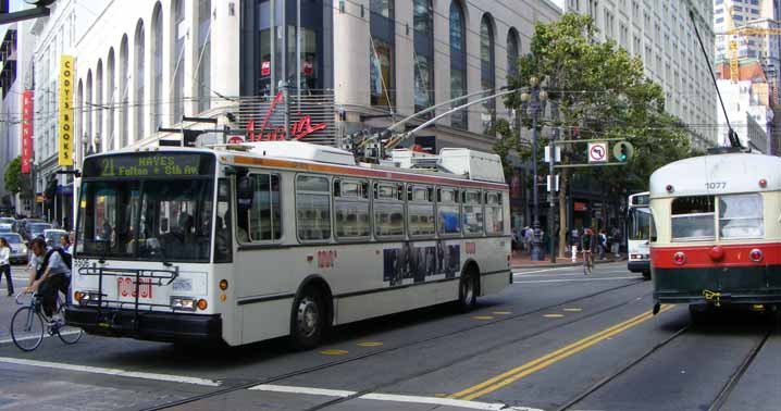 San Francisco MUNI ETI Skoda 14TrSF trolley 5506 & PCC streetcar 1077
